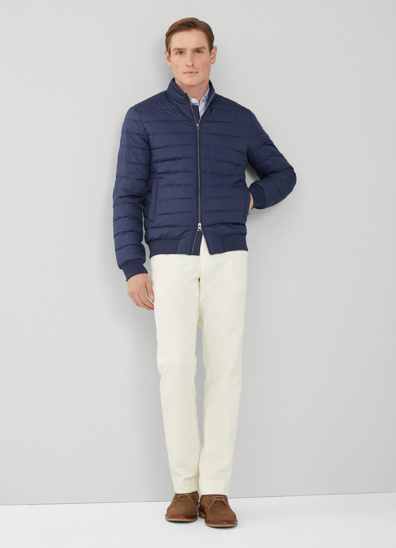 Hackett London Padded Blouson Jacket Navy Lanigan Hulme